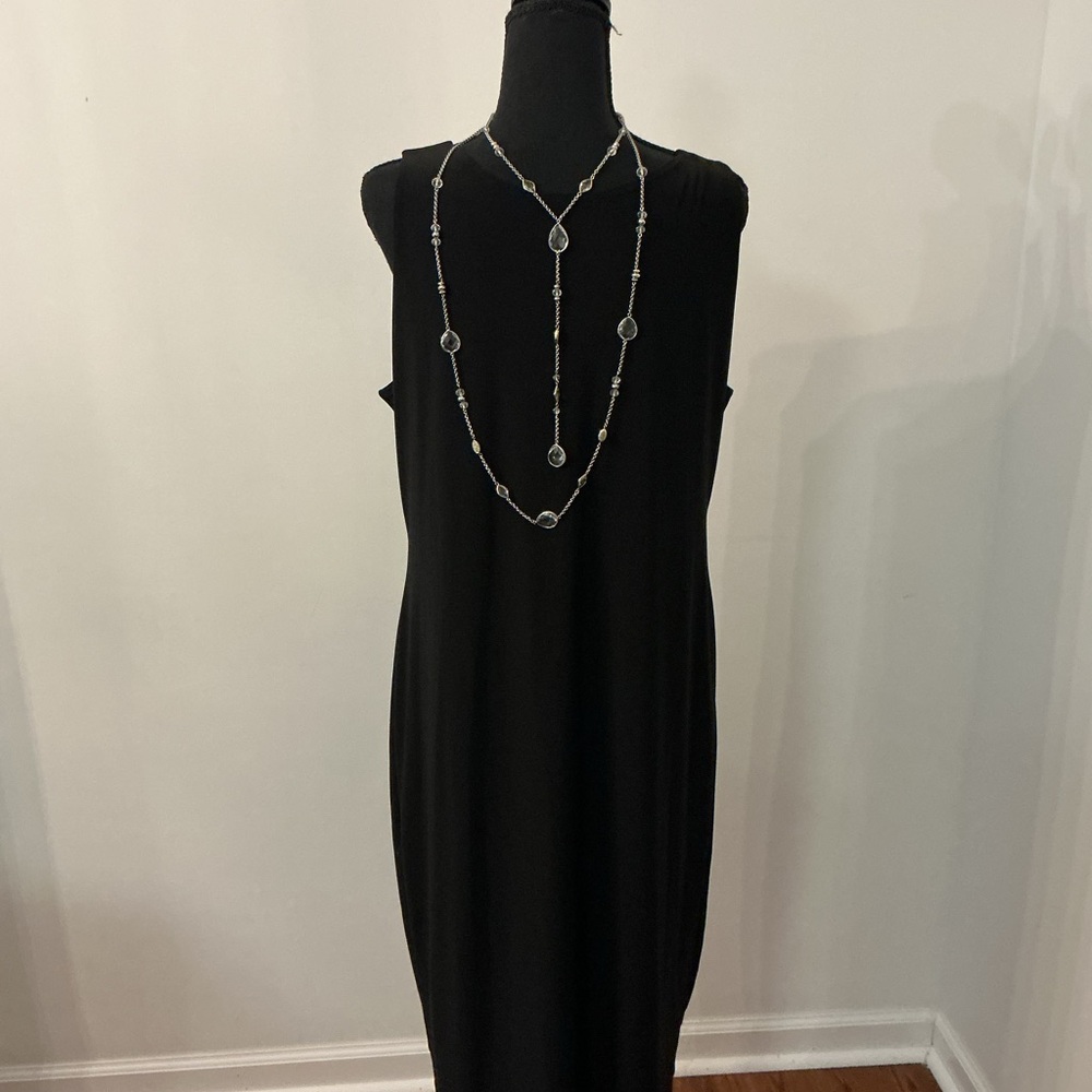 Chic Black Lace-Up Midi Dress
